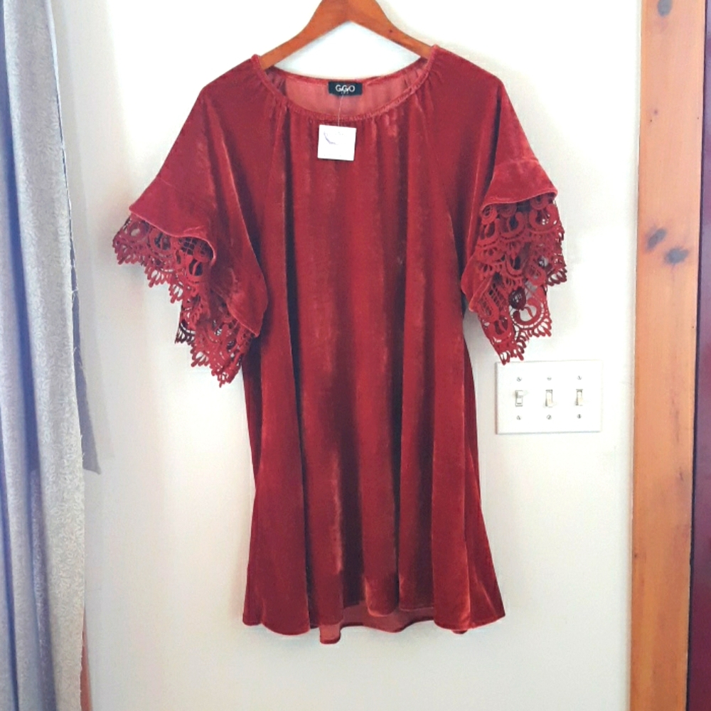 Velvet boho burnt orange dress